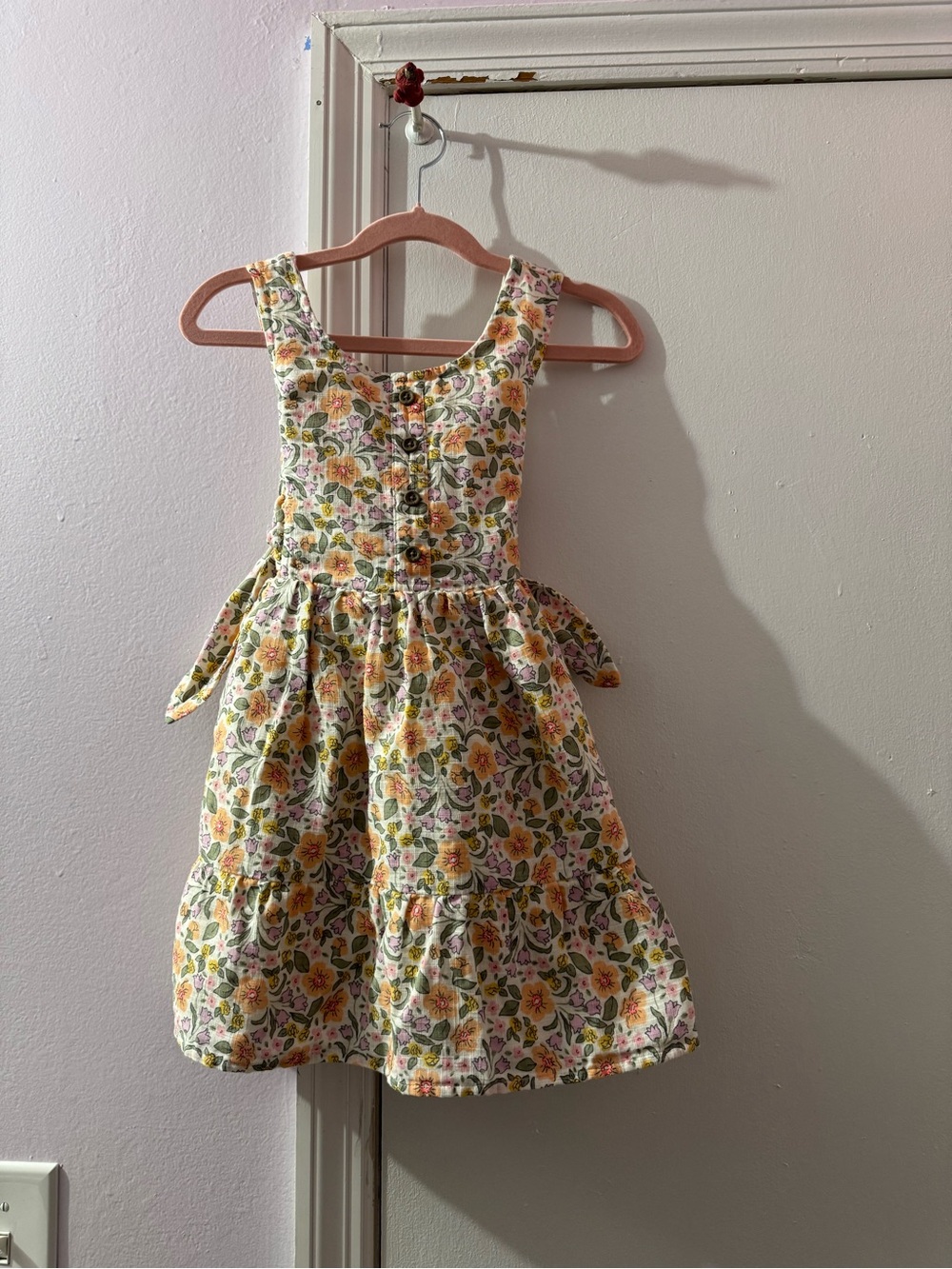 Cat & Jack Yellow Floral Sundress with Green Leaf Print